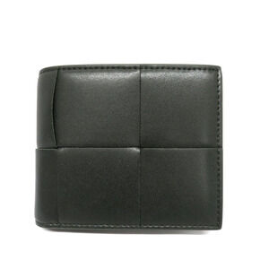 BOTTEGA VENETA Bi fold Calfskin Wallet Moss Green Intrecciato